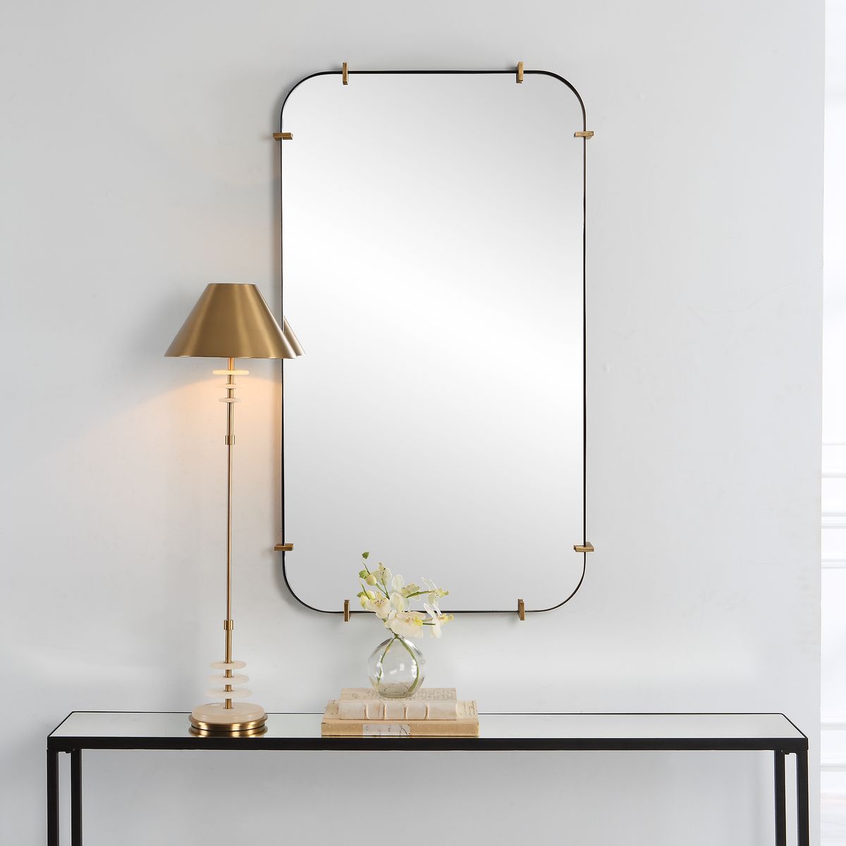 Uttermost Pali Mirror Black Iron Strap Frame 27x48