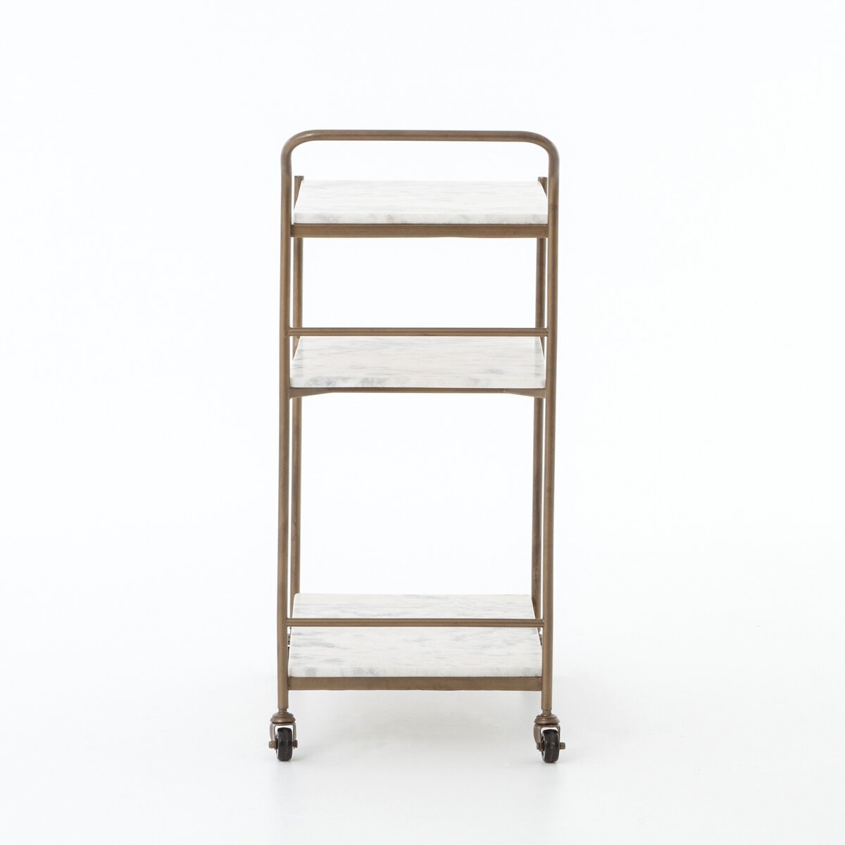Felix Rectangular Bar Cart Antique Brass White Marble