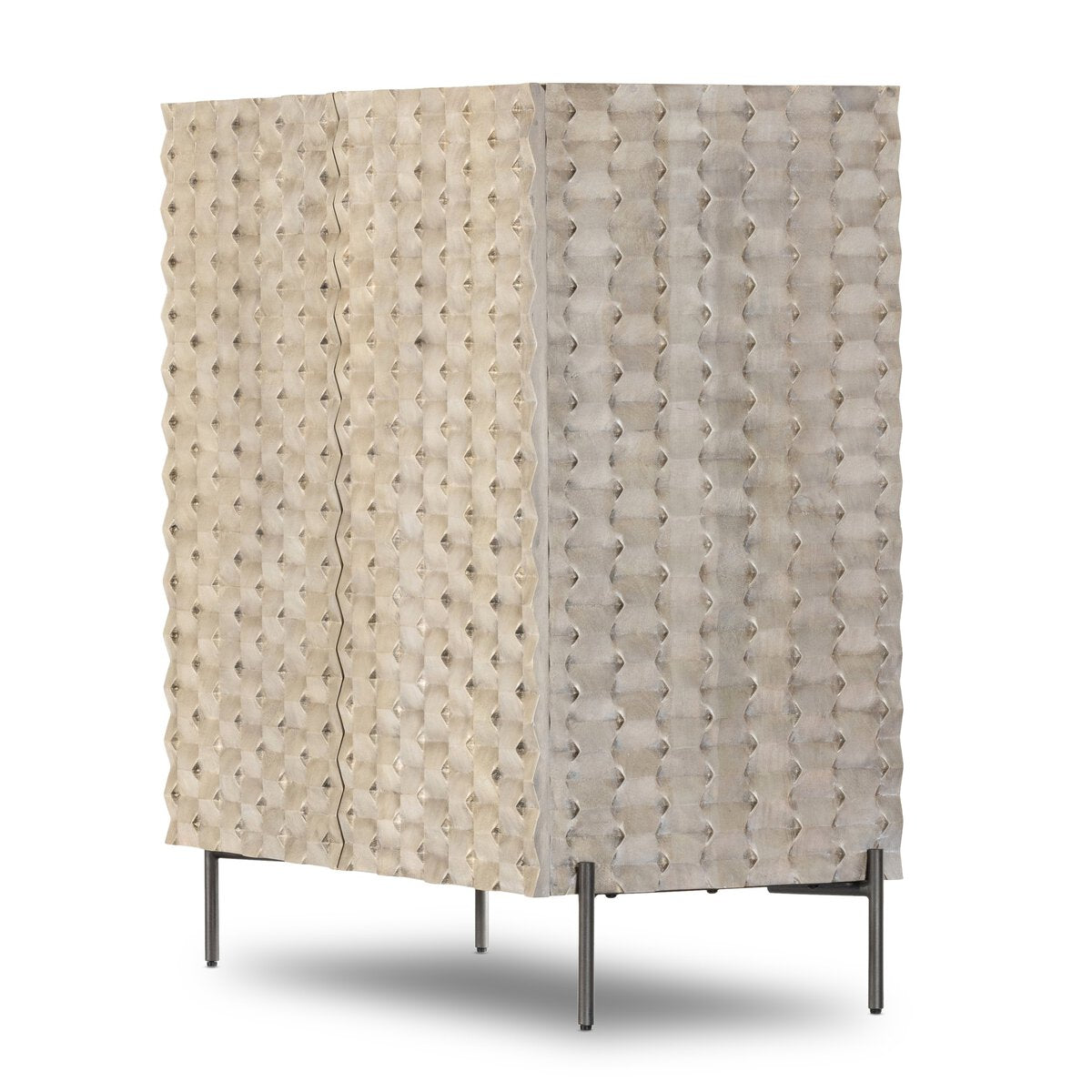 Four Hands Raffael Mango Wood Bar Cabinet Stonewash Grey