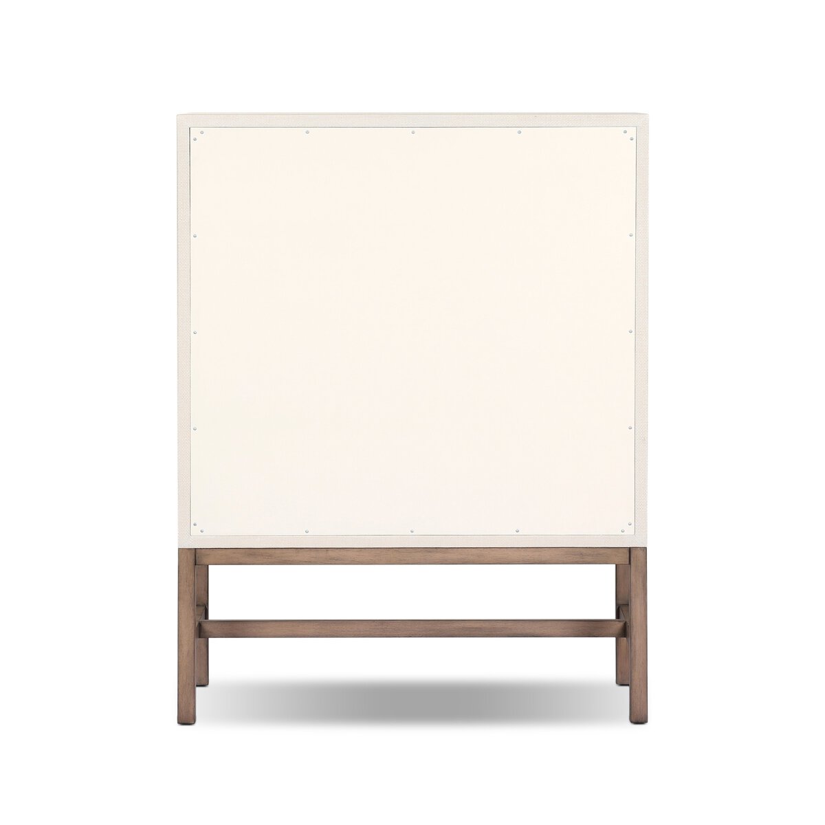 Fiona Bar Cabinet Ivory Painted Raffia Solid Mahogany