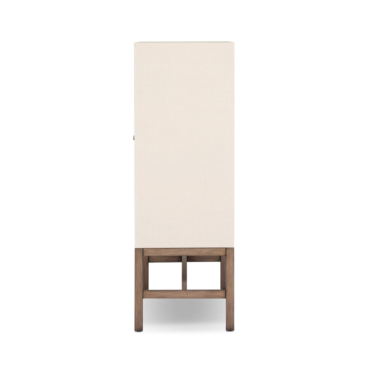 Fiona Bar Cabinet Ivory Painted Raffia Solid Mahogany