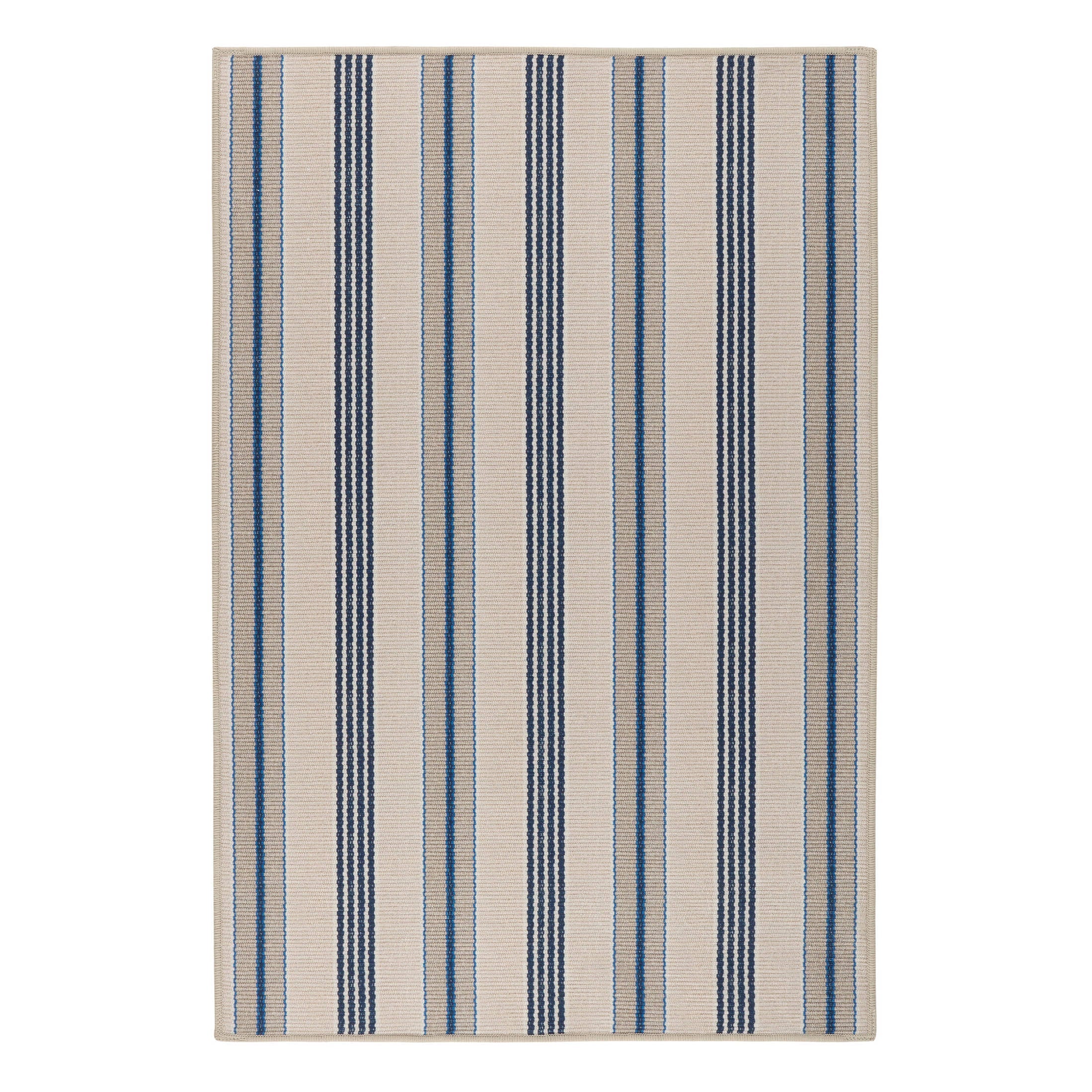 Annie Selke Nimes Ticking Machine Washable Rug Neutral