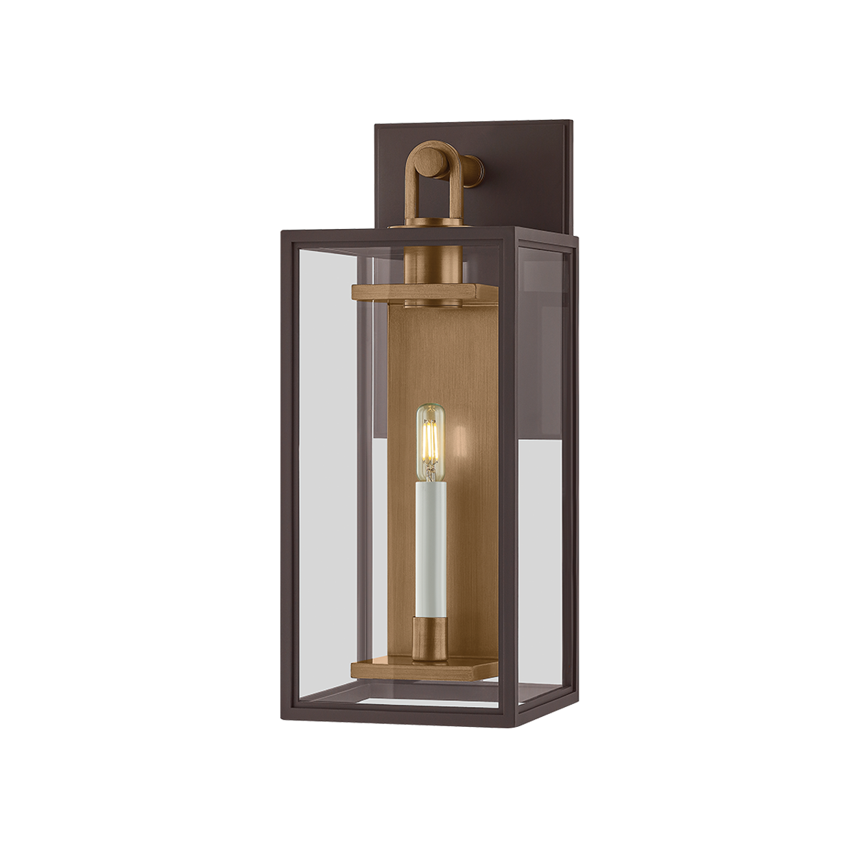 Troy Lighting Arnold Exterior Wall Sconce 20in Patina Brass