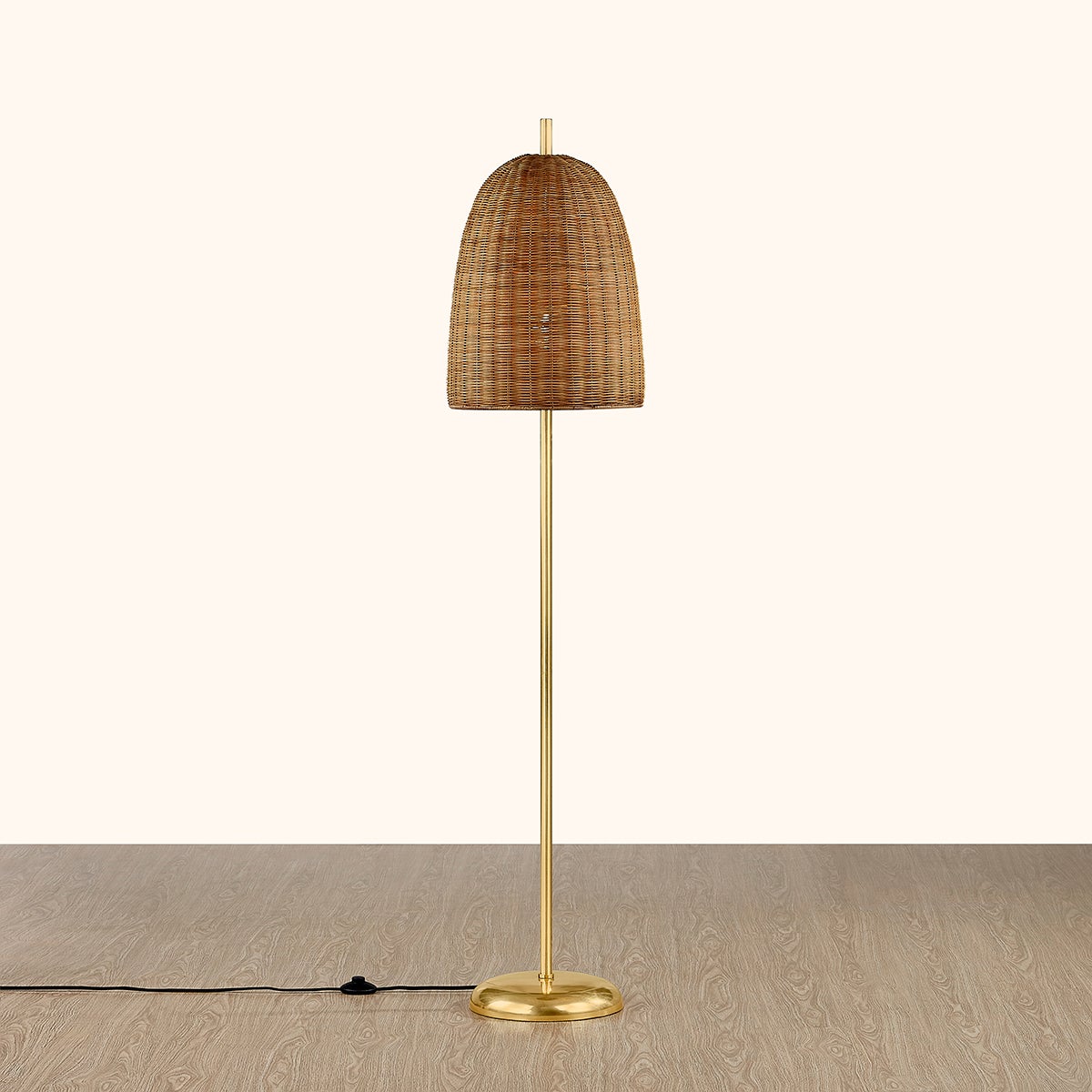 Mitzi Beatrice Floor Lamp Aged Brass 14in Wicker Shade