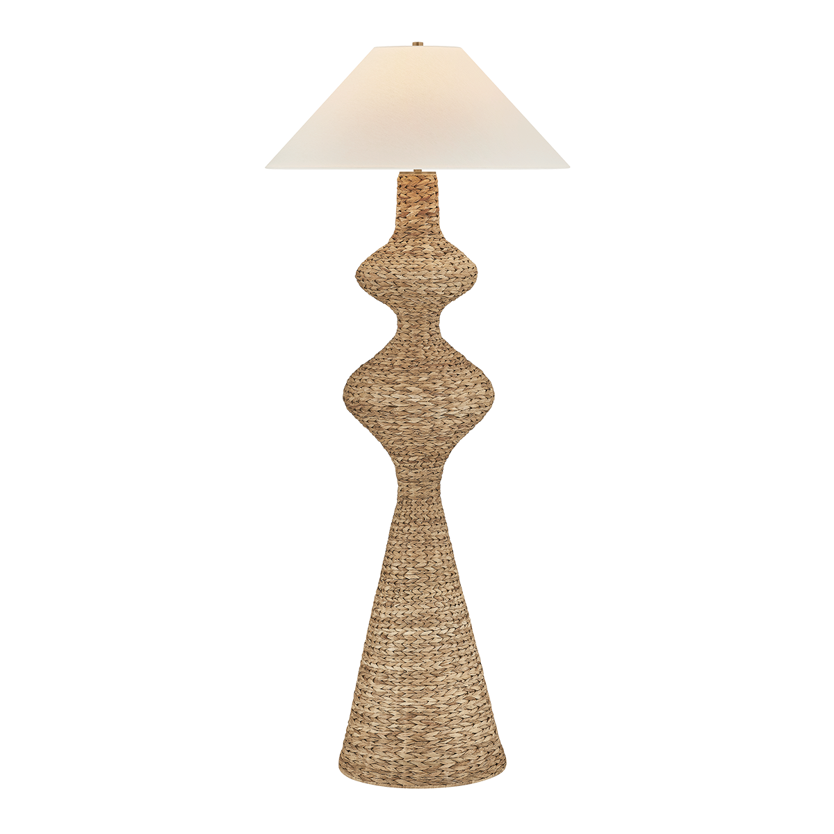 Walter Floor Lamp Water Hyacinth Linen Patina Brass