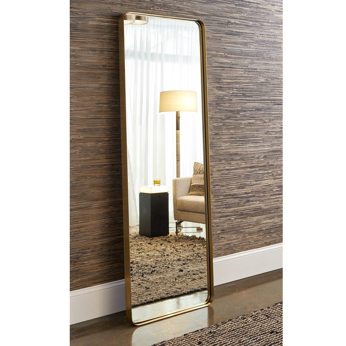 Revelation Padria Leaner Mirror Brushed Brass 24 by 72 Inches