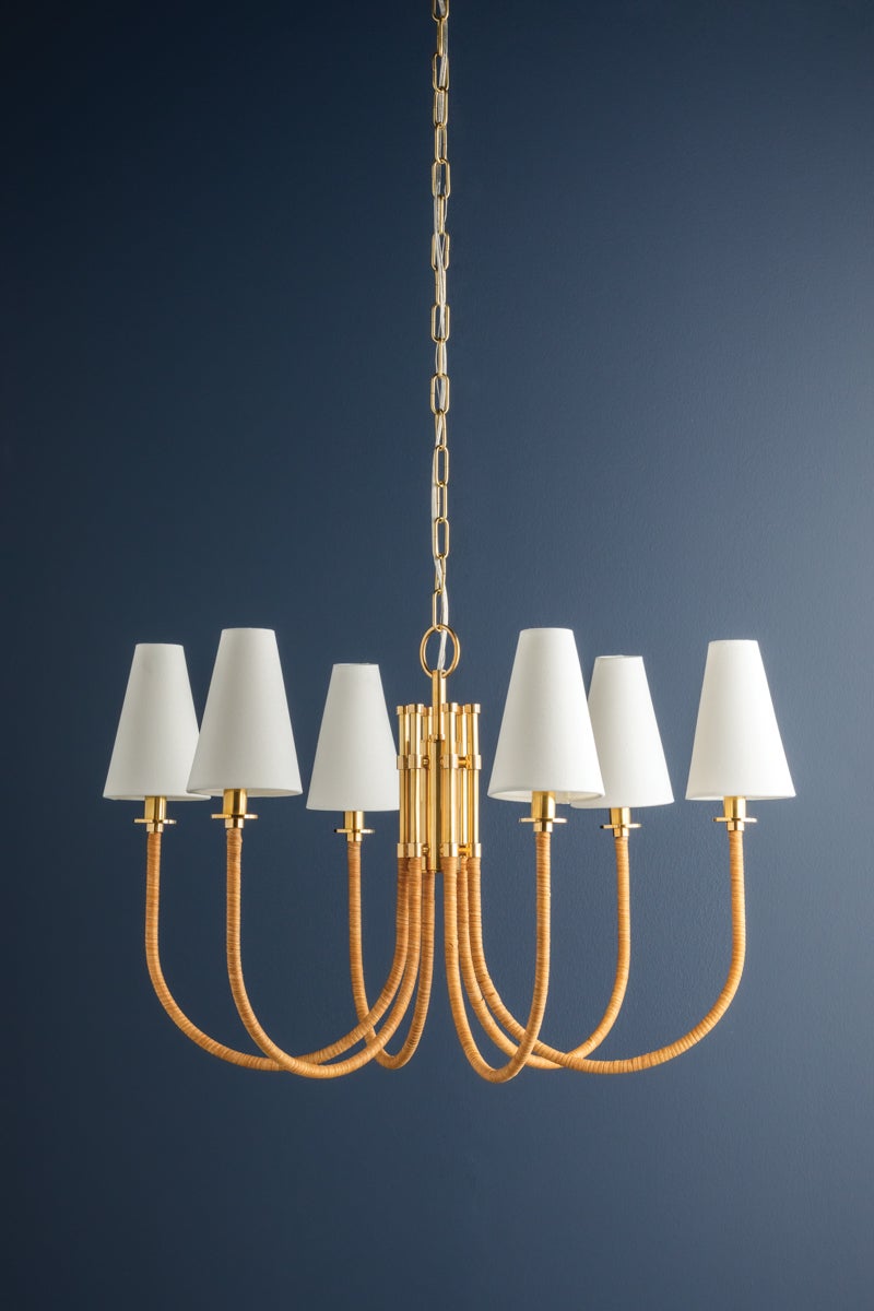 Hudson Valley Lighting Ripley 31.75in Chandelier Aged Brass Rattan