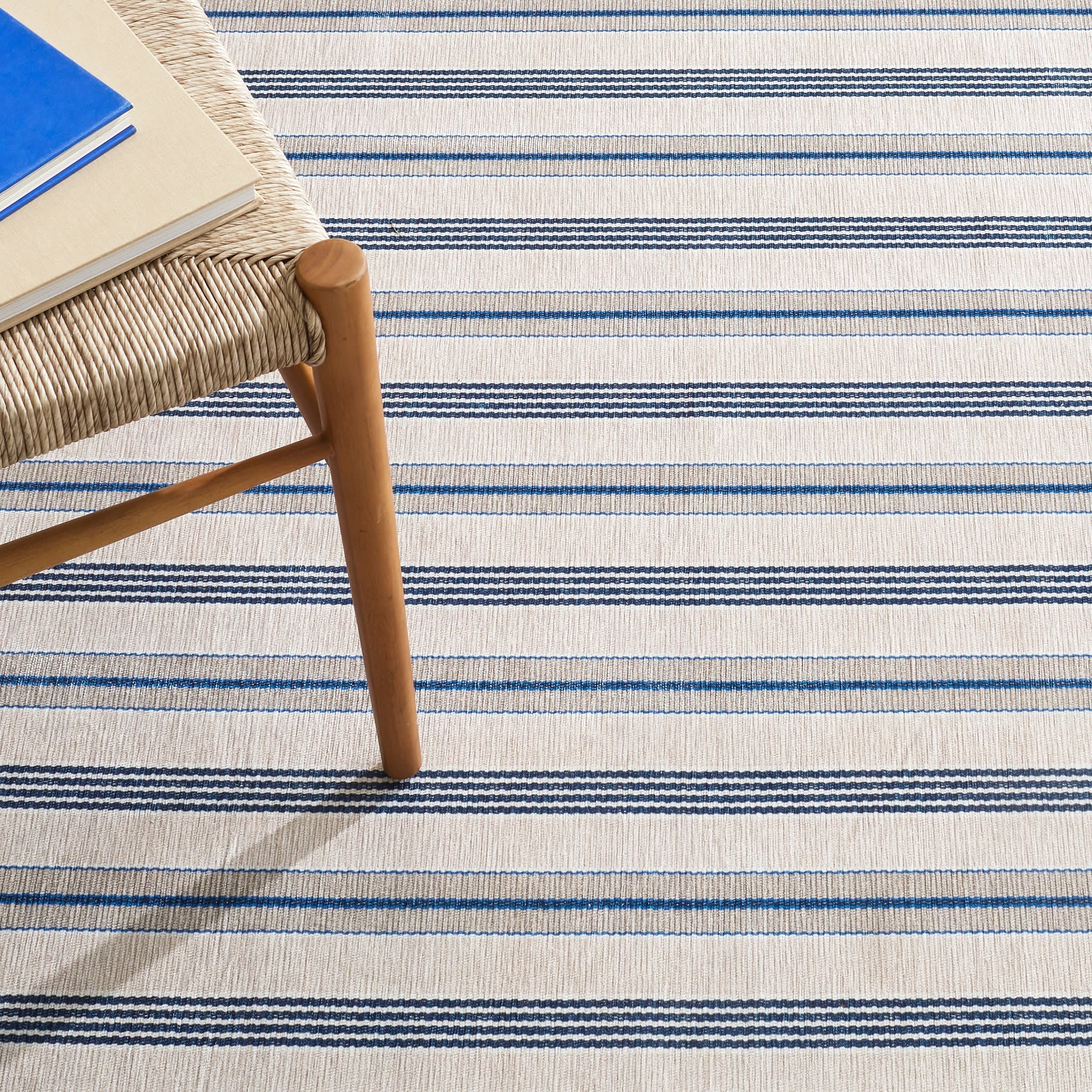 Annie Selke Nimes Ticking Machine Washable Rug Neutral