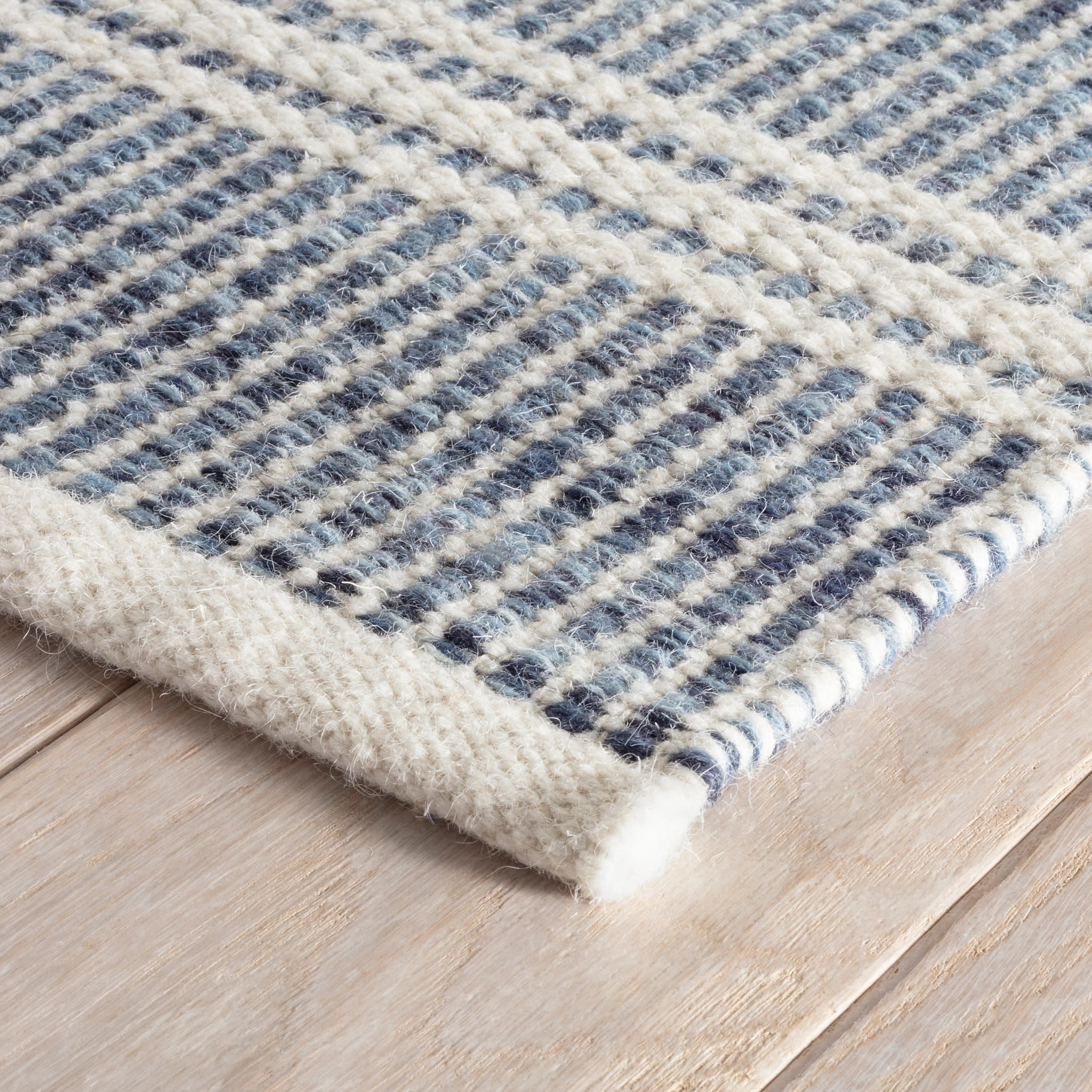 Annie Selke Malta Handwoven Wool Rug Blue 30in x 96in