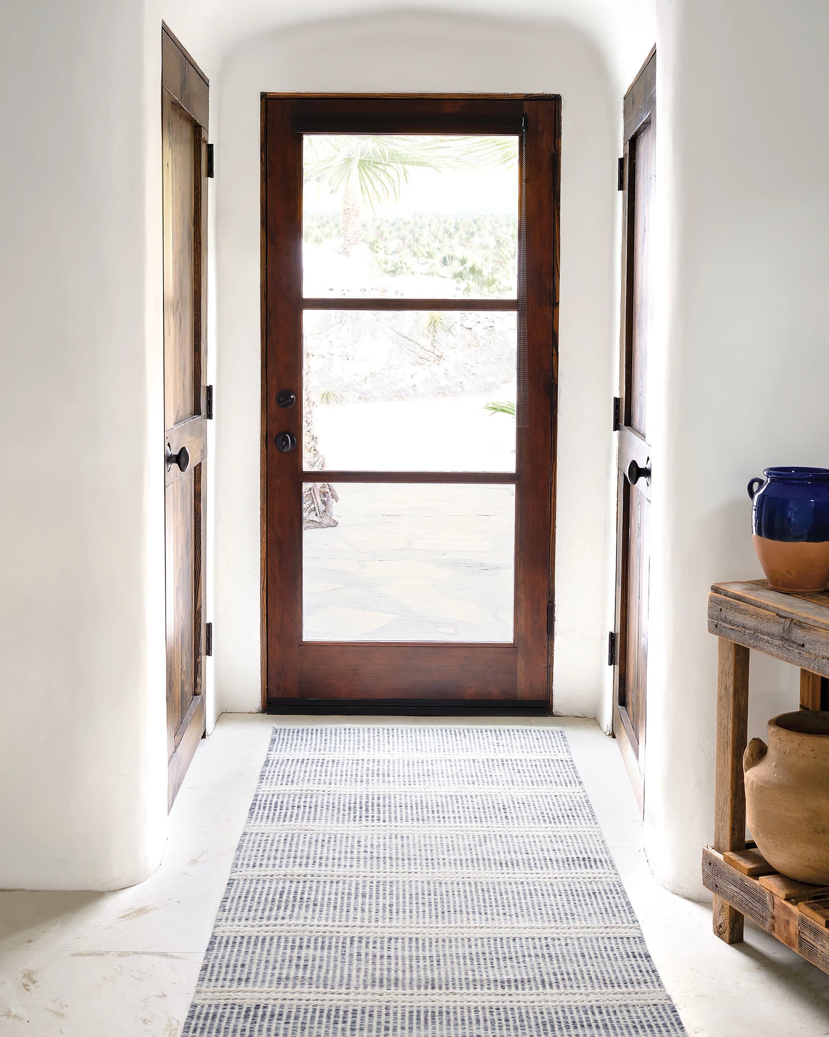 Annie Selke Malta Handwoven Wool Rug Blue 30in x 96in