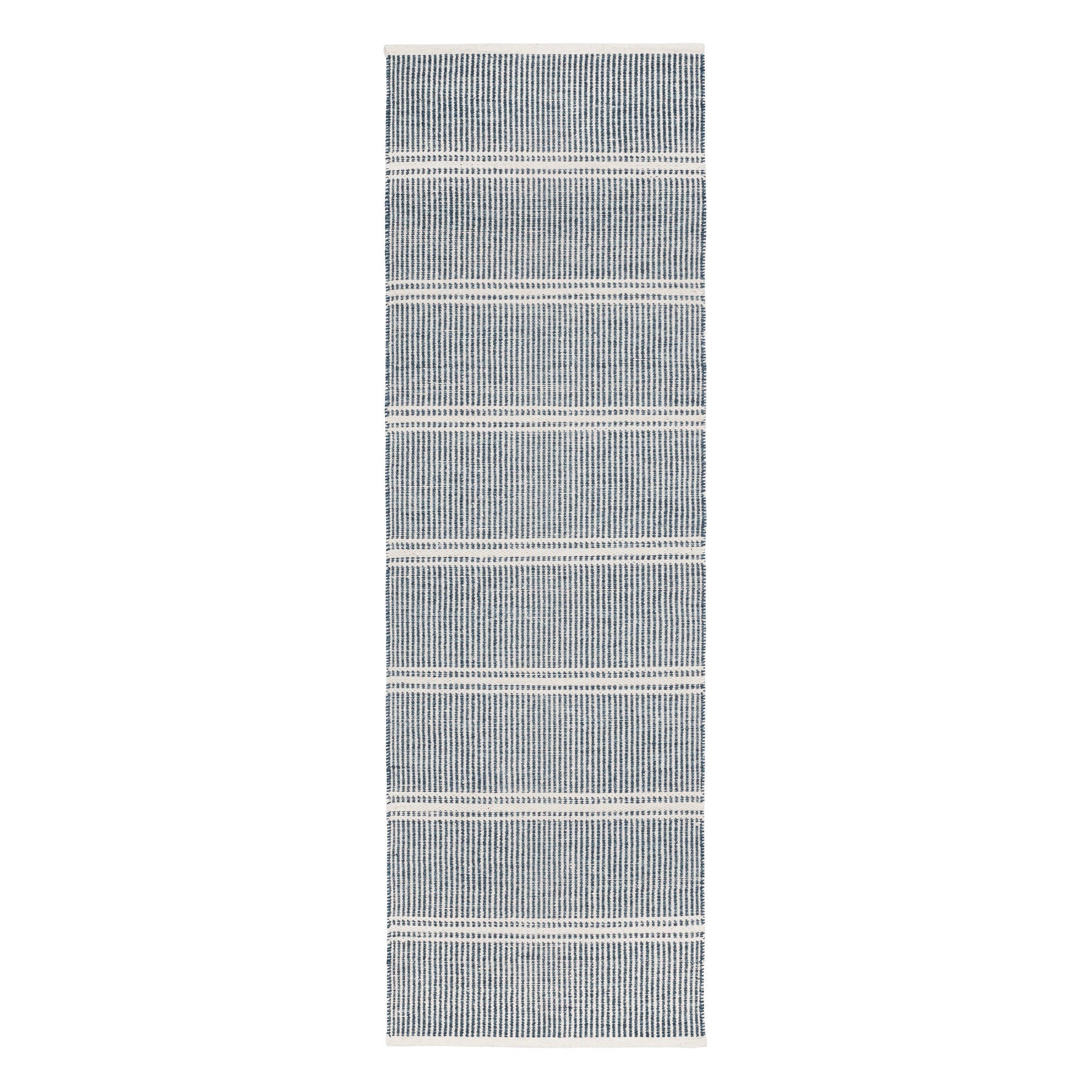 Annie Selke Malta Handwoven Wool Rug Blue 30in x 96in