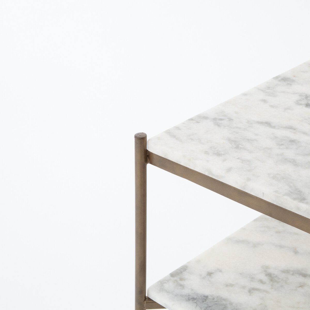 Felix Rectangular Bar Cart Antique Brass White Marble