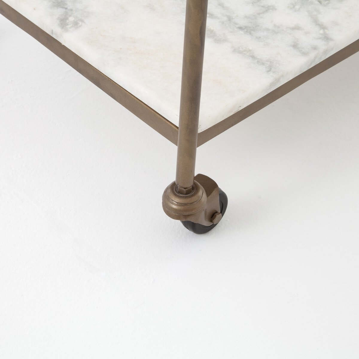 Felix Rectangular Bar Cart Antique Brass White Marble