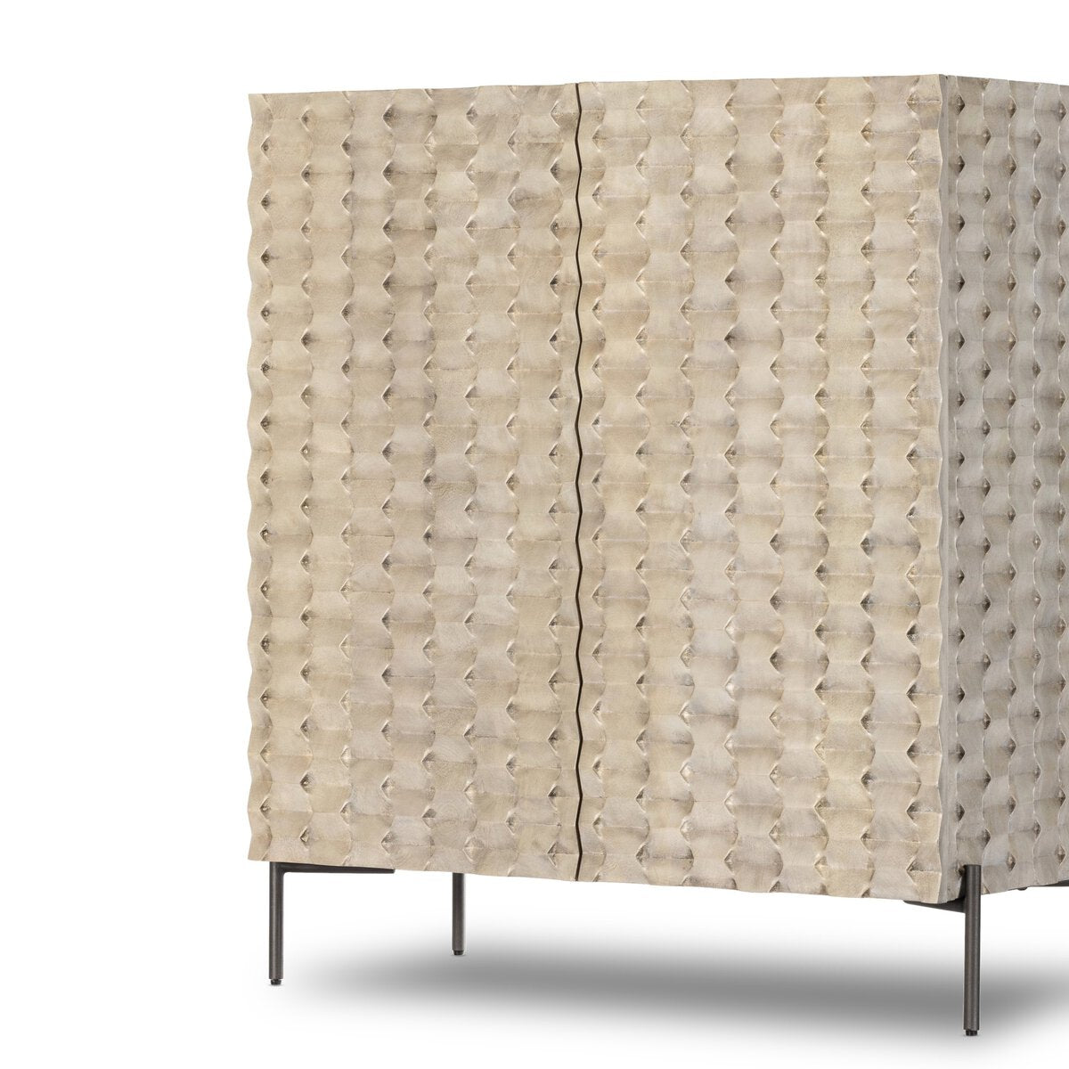 Four Hands Raffael Mango Wood Bar Cabinet Stonewash Grey