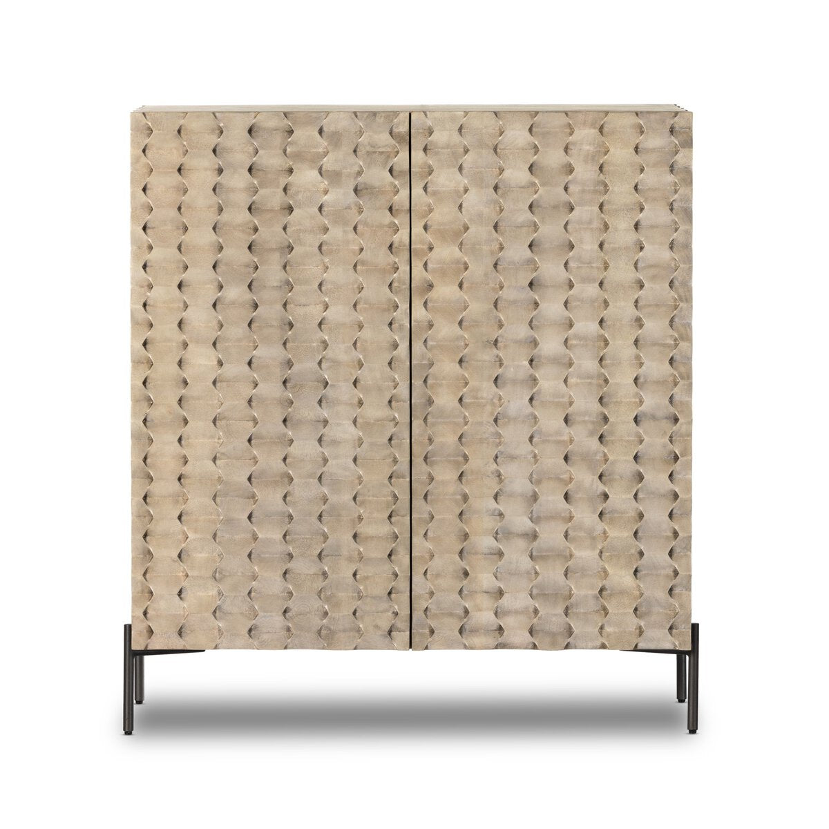 Four Hands Raffael Mango Wood Bar Cabinet Stonewash Grey