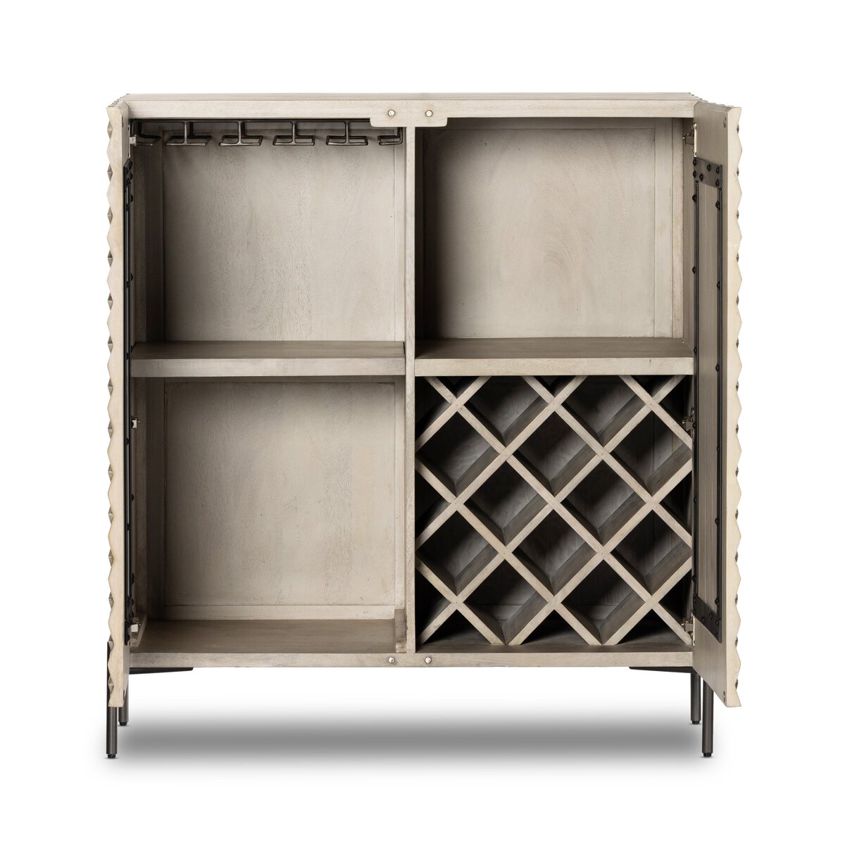 Four Hands Raffael Mango Wood Bar Cabinet Stonewash Grey