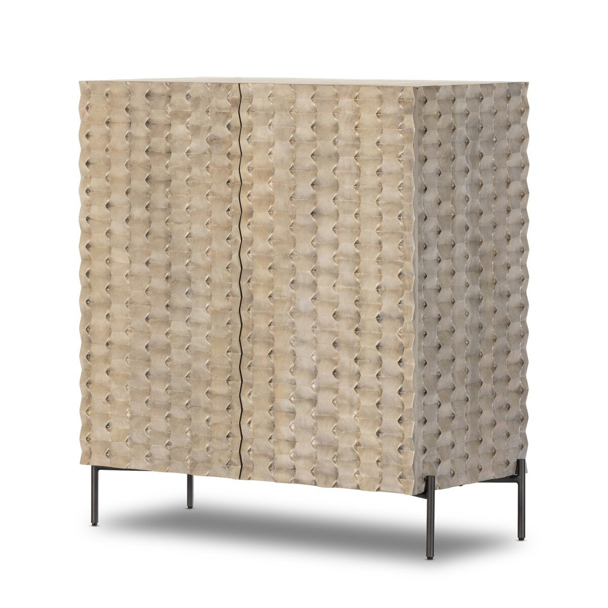 Four Hands Raffael Mango Wood Bar Cabinet Stonewash Grey