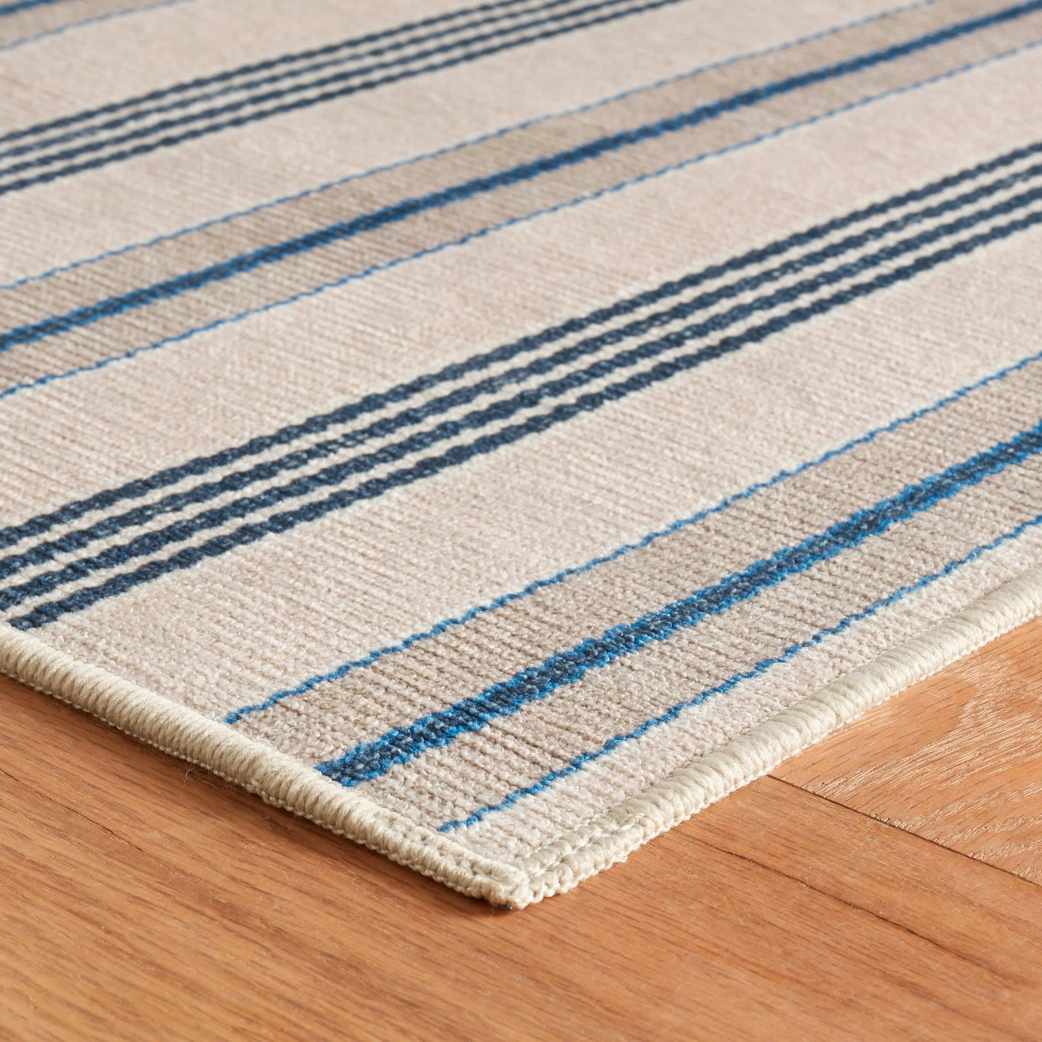Annie Selke Nimes Ticking Machine Washable Rug Neutral