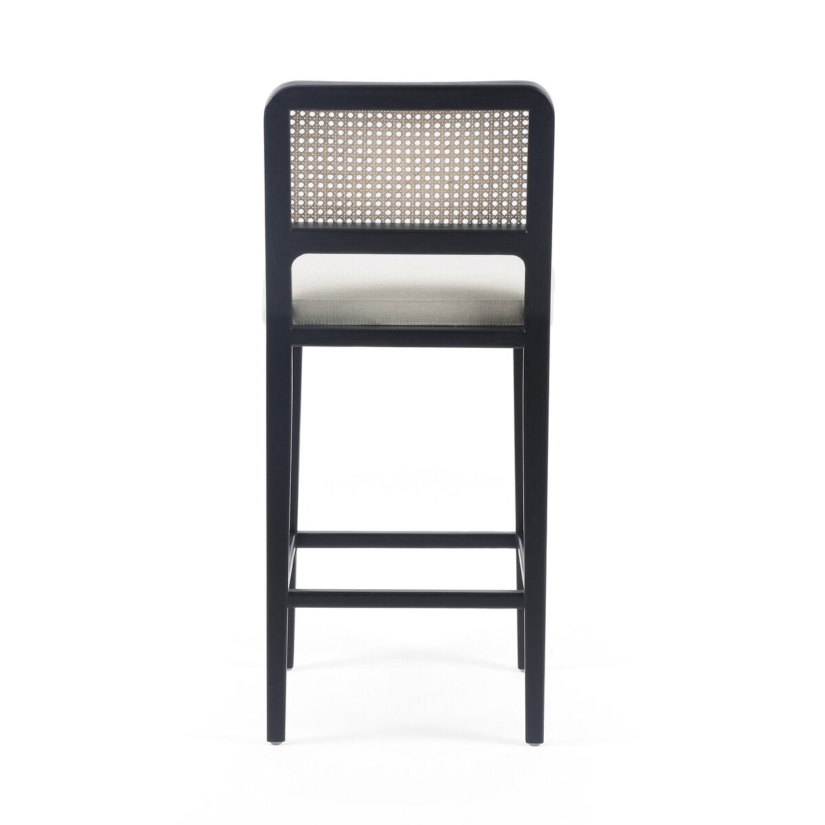 Four Hands Veka Counter Stool Savile Flax Brushed Ebony Cane
