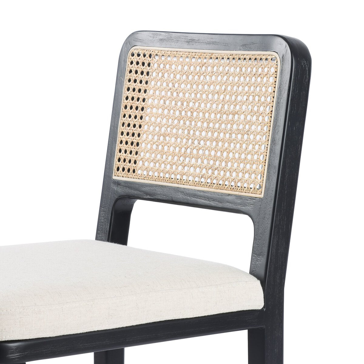 Four Hands Veka Counter Stool Savile Flax Brushed Ebony Cane
