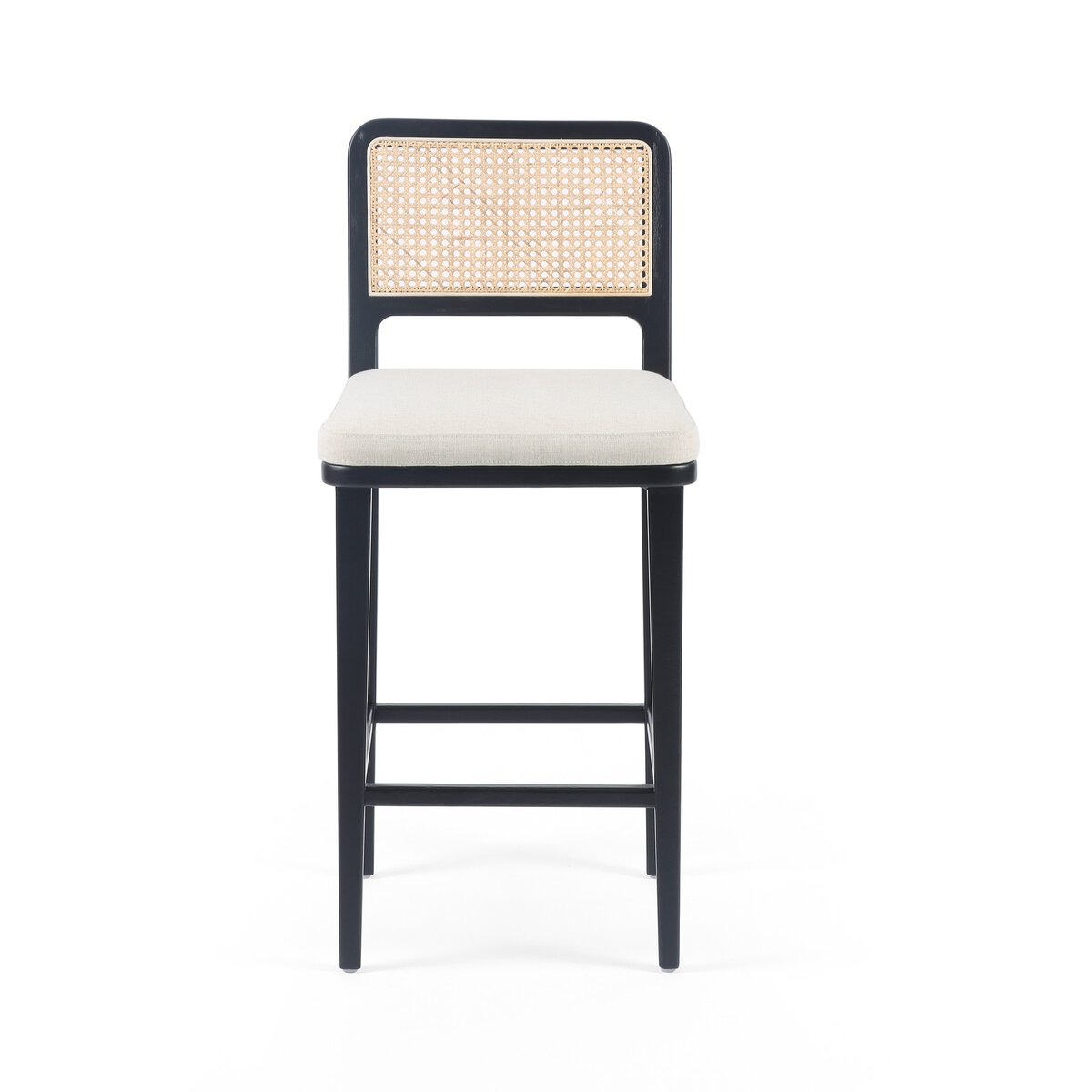 Four Hands Veka Counter Stool Savile Flax Brushed Ebony Cane