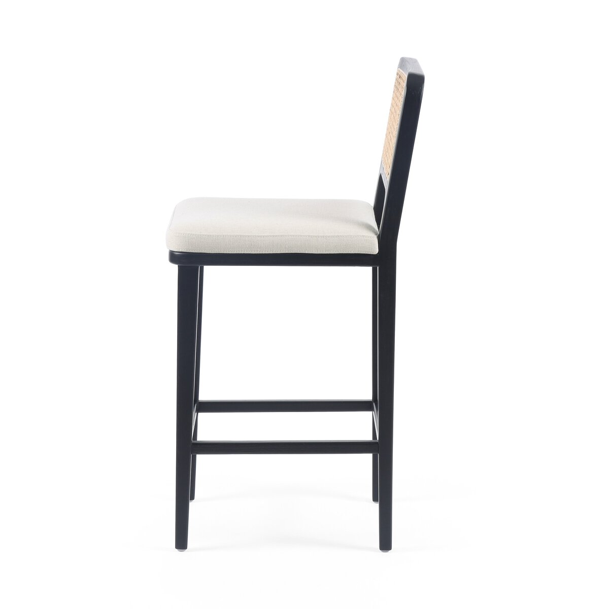 Four Hands Veka Counter Stool Savile Flax Brushed Ebony Cane
