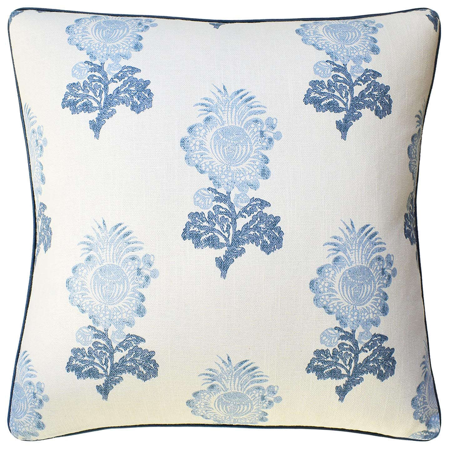 Aldith Decorative Pillow by Ryan Studio Linen Blend Floral Blue