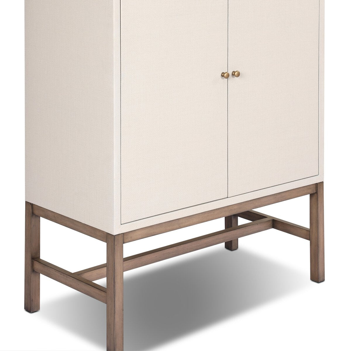 Fiona Bar Cabinet Ivory Painted Raffia Solid Mahogany