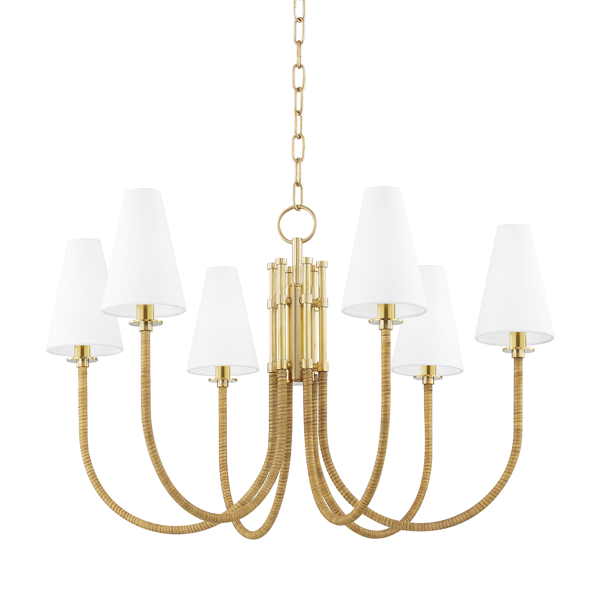 Hudson Valley Lighting Ripley 31.75in Chandelier Aged Brass Rattan