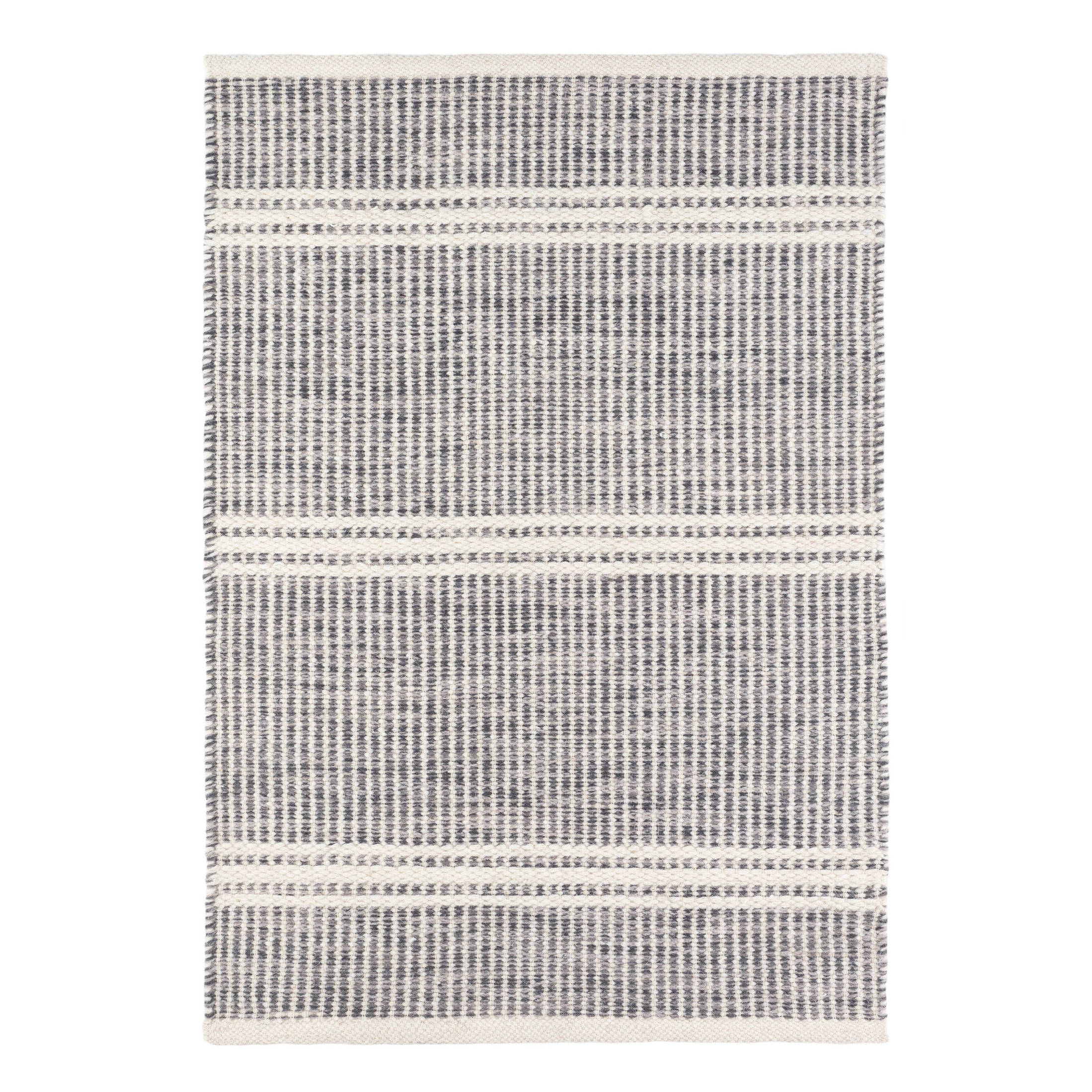Annie Selke Malta Handwoven Wool Rug Grey Herringbone Pattern