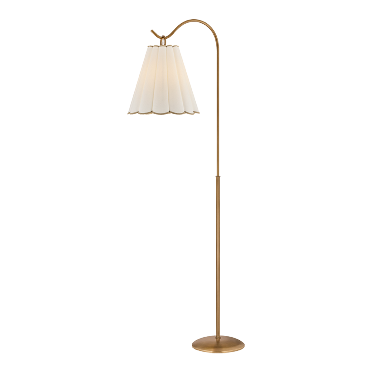 Mitzi Eula Floor Lamp Patina Brass Scalloped White Linen
