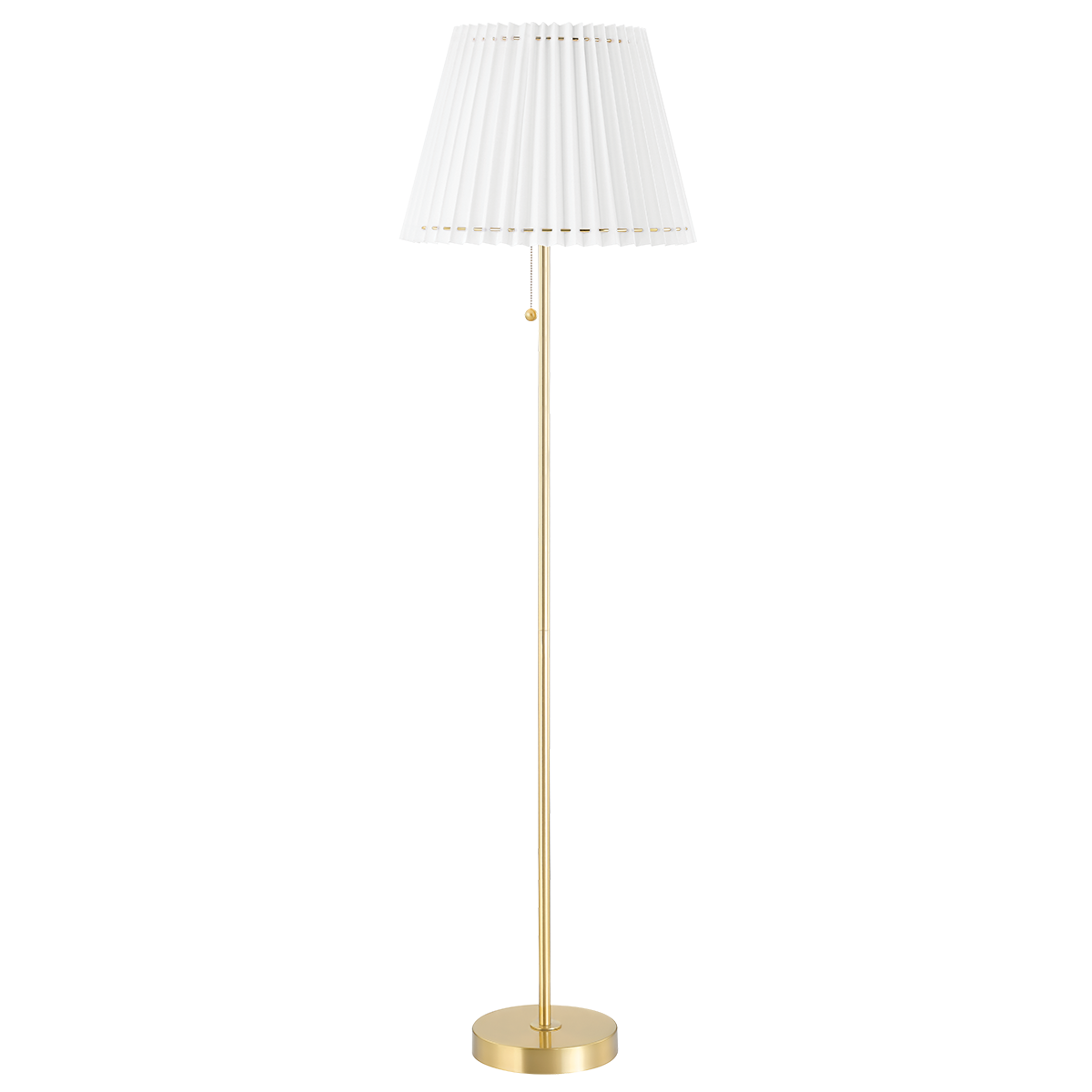 Mitzi Demi Floor Lamp 62in Aged Brass White Linen