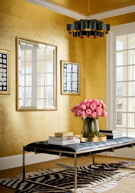 Thibaut Metal Leaf Modern Resource Wallpaper Metallic Gold