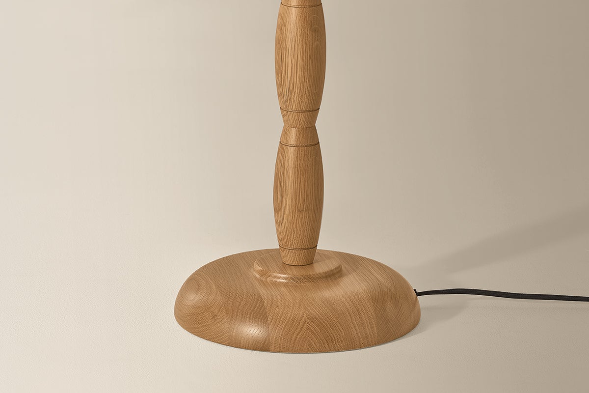 Troy Lighting Parrish Oak Floor Lamp in Patina Brass
