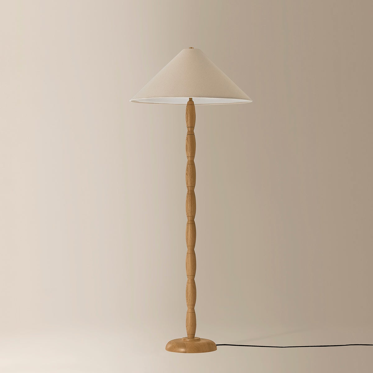 Troy Lighting Parrish Oak Floor Lamp in Patina Brass