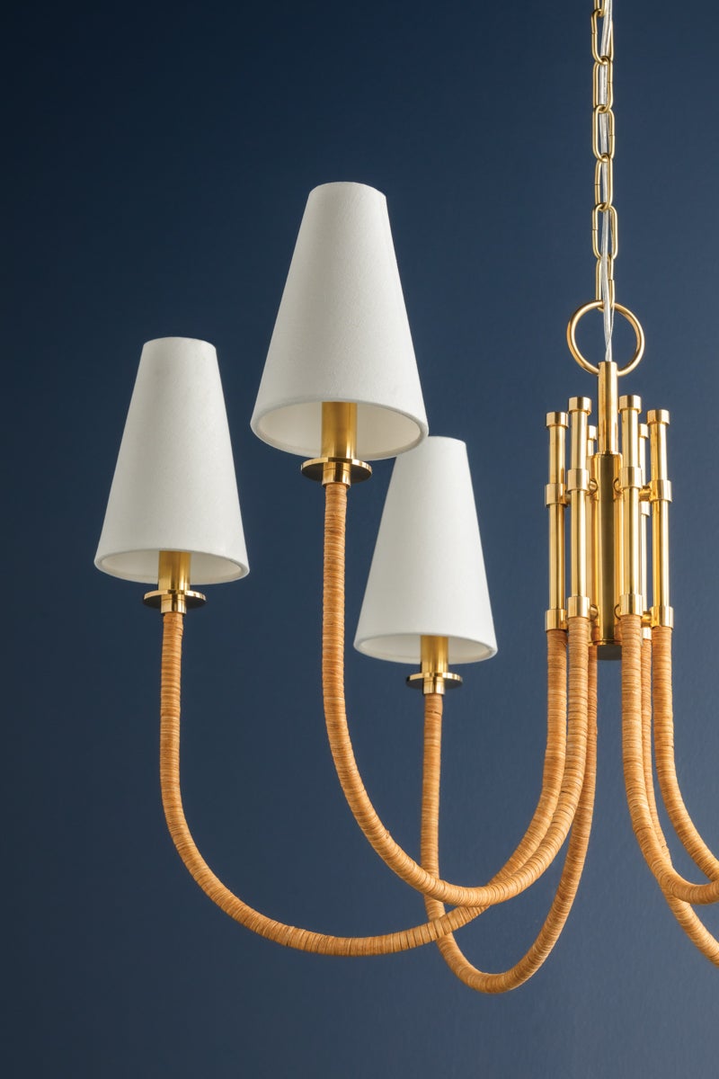 Hudson Valley Lighting Ripley 31.75in Chandelier Aged Brass Rattan