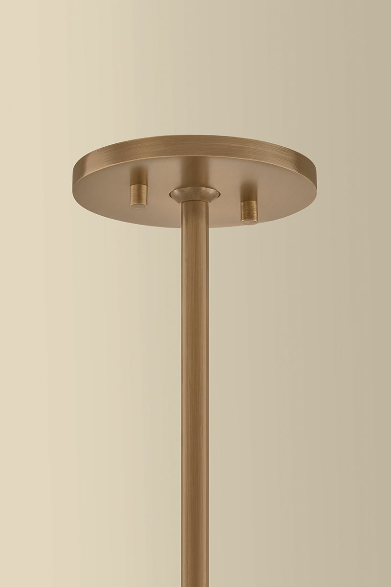 Troy Lighting Stoney Pendant 1-Light Conical Fabric Shade Patina Brass
