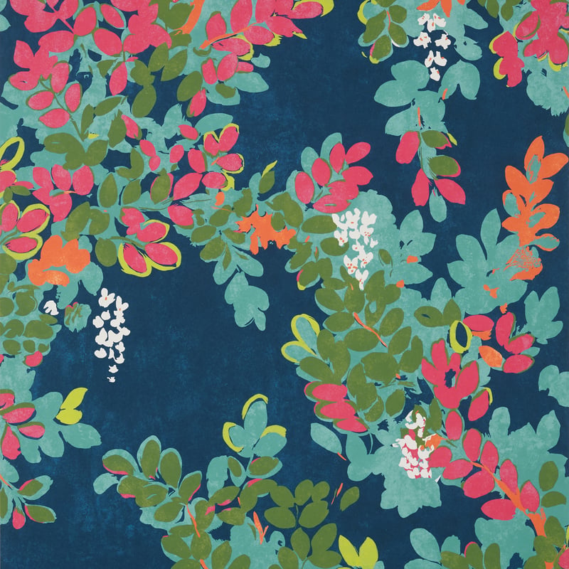 Thibaut Canopy Central Park Wallpaper Navy and Pink