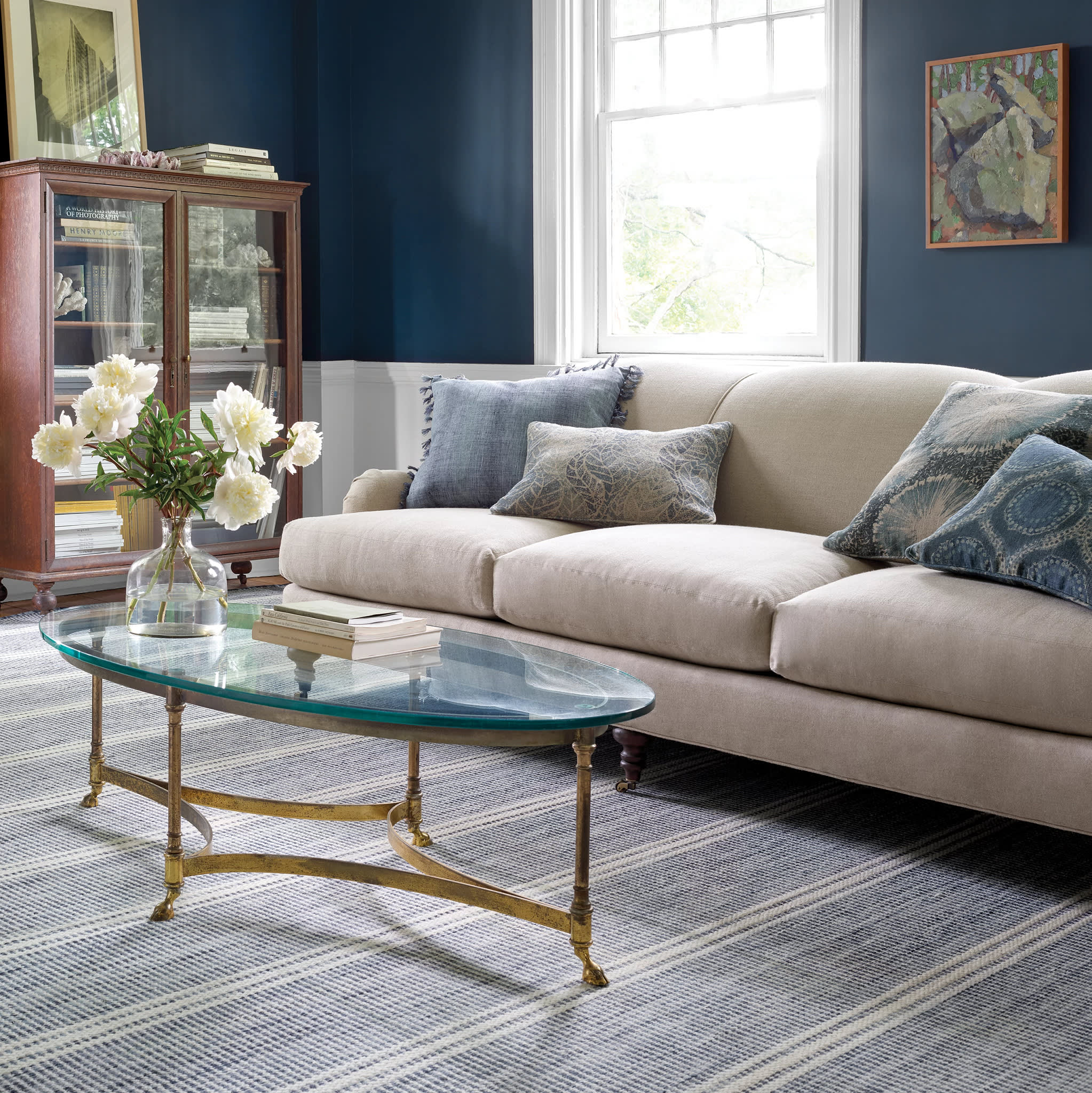 Annie Selke Malta Handwoven Wool Herringbone Area Rug Blue
