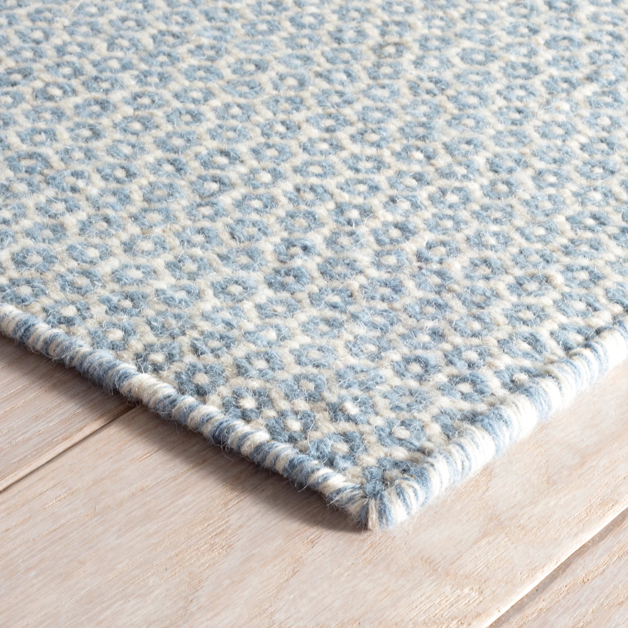 Annie Selke Honeycomb Handwoven Wool Rug French Blue Ivory