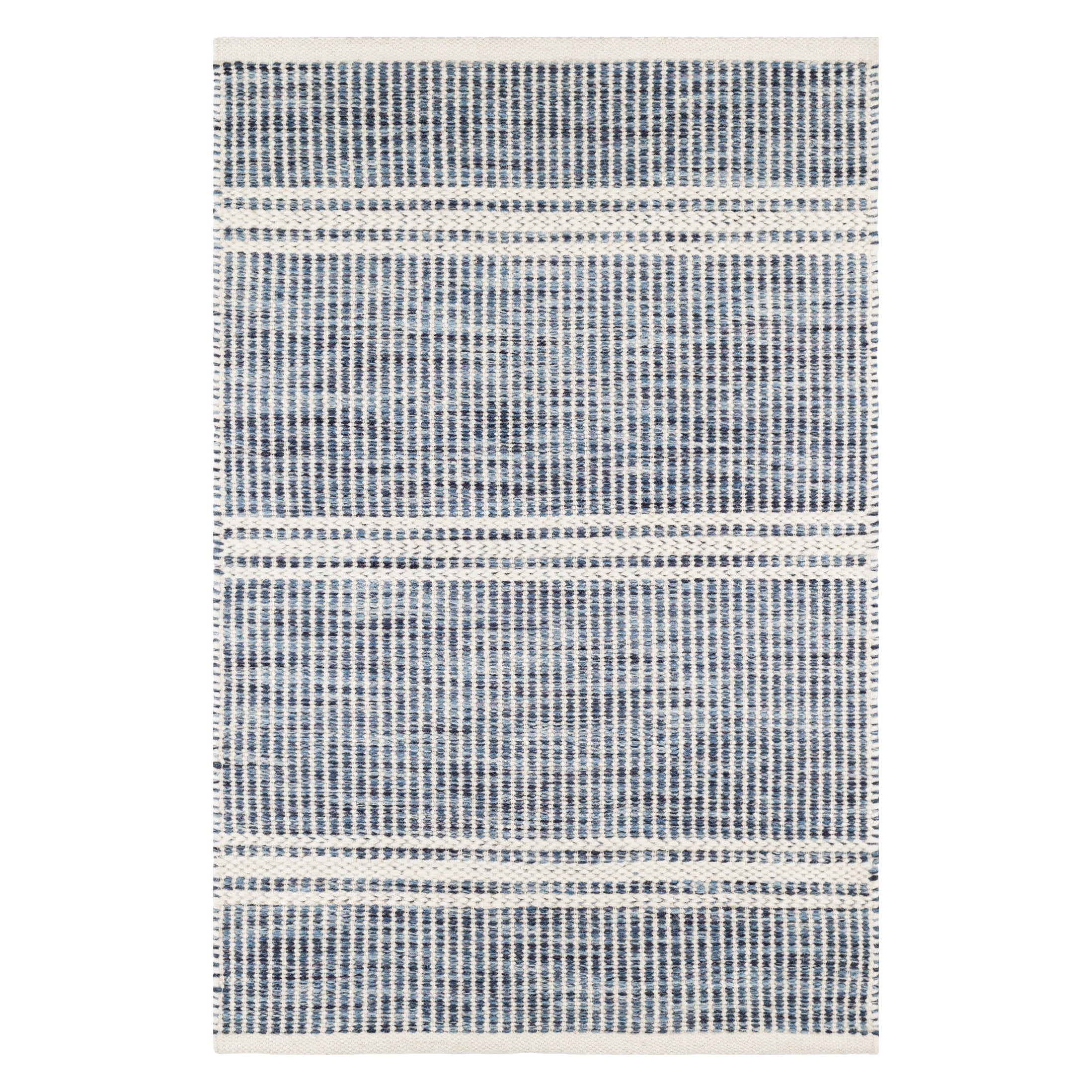 Annie Selke Malta Handwoven Wool Herringbone Area Rug Blue