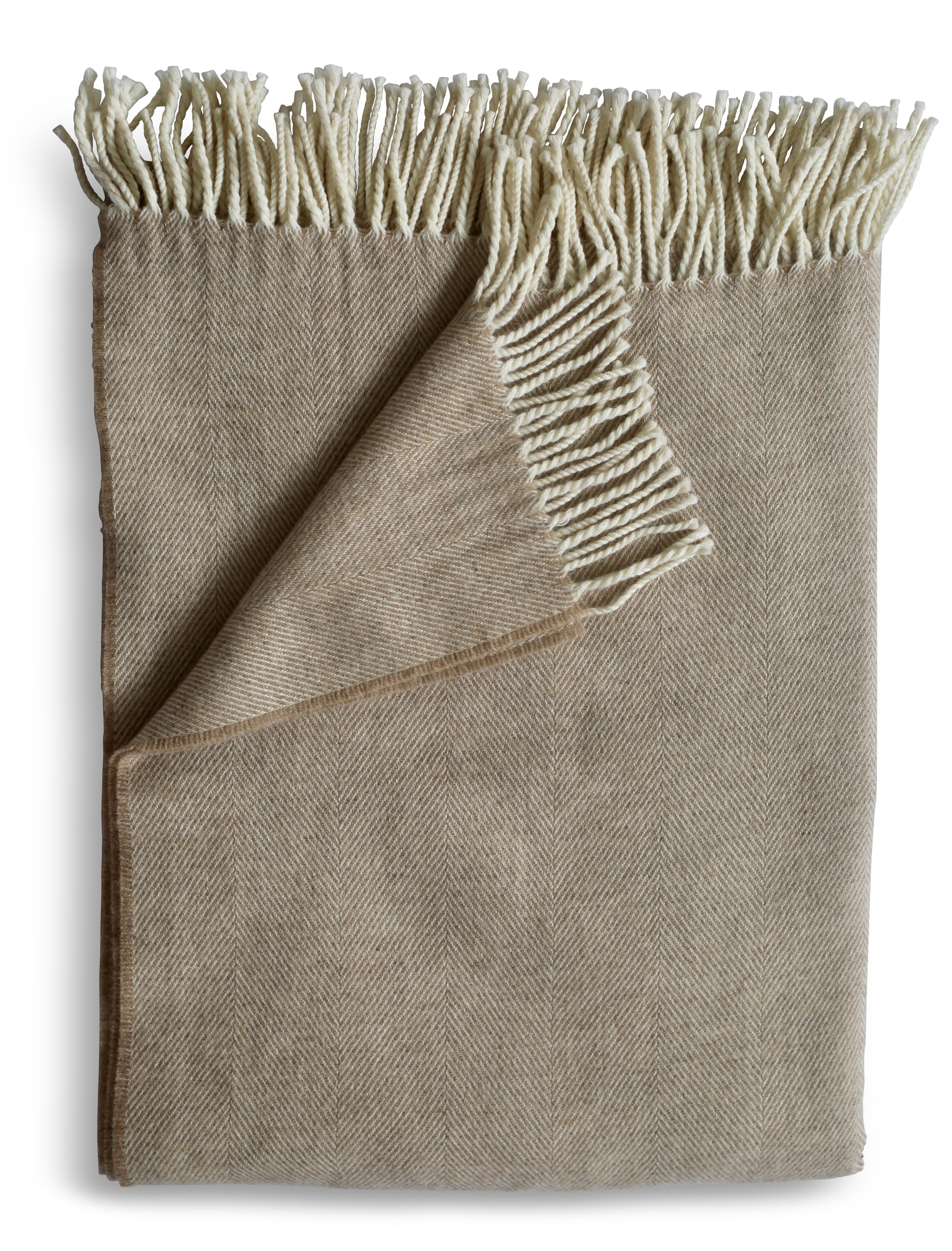 Evangeline Lightweight Merino Wool Herringbone Throw 57x78 Inch