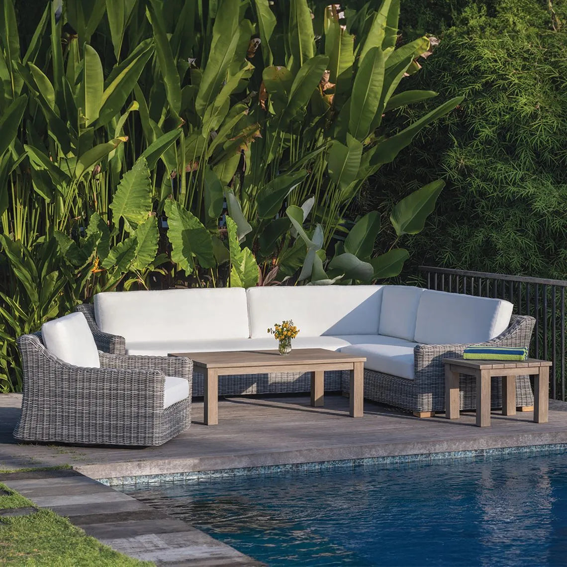 Kingsley Bate Tortola Swivel Lounge Chair All-Weather Wicker